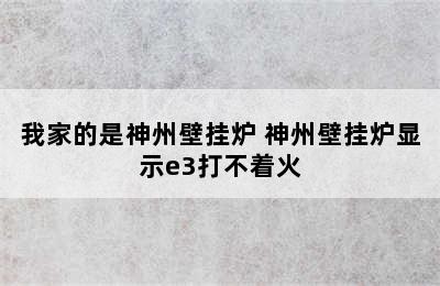 我家的是神州壁挂炉 神州壁挂炉显示e3打不着火